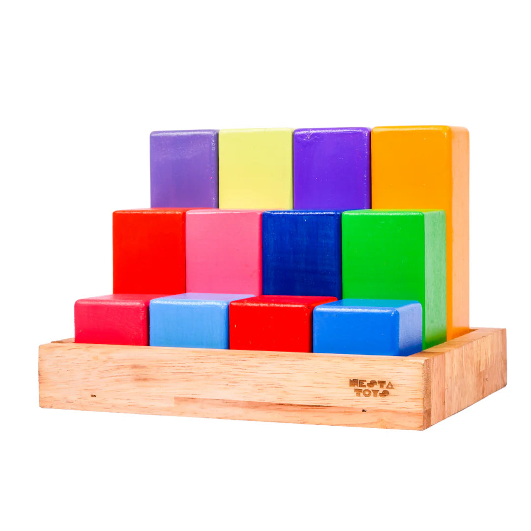Nesta Toys Wooden Building Blocks With Tray-12 Pieces-Enhances Hand Eye  Coordination-Learning Educational Toys-24M+