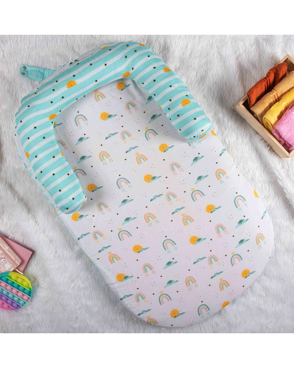 Tiny Snooze Horizon Foldable Baby Bedding Set-Portable Baby Bed-GOTS Certified Organic Cotton-Newborn Bed