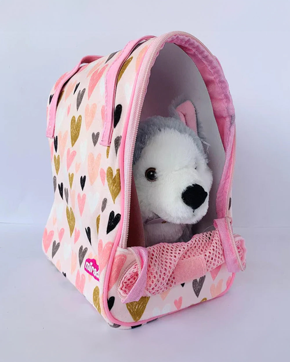 Mirada Plush Pet In A Bag-Grey Husky-Plush Cuddly Toy For Newborn