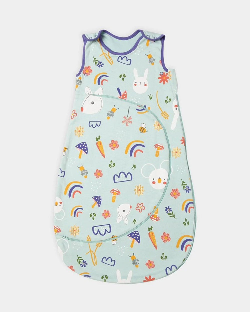 Mi Arcus Grow Kind Chrys Knitted Baby Sleeping Bag-with Zippers Shoulder Button-Cotton-Light Blue-Newborn Bed-Extra 5% Off