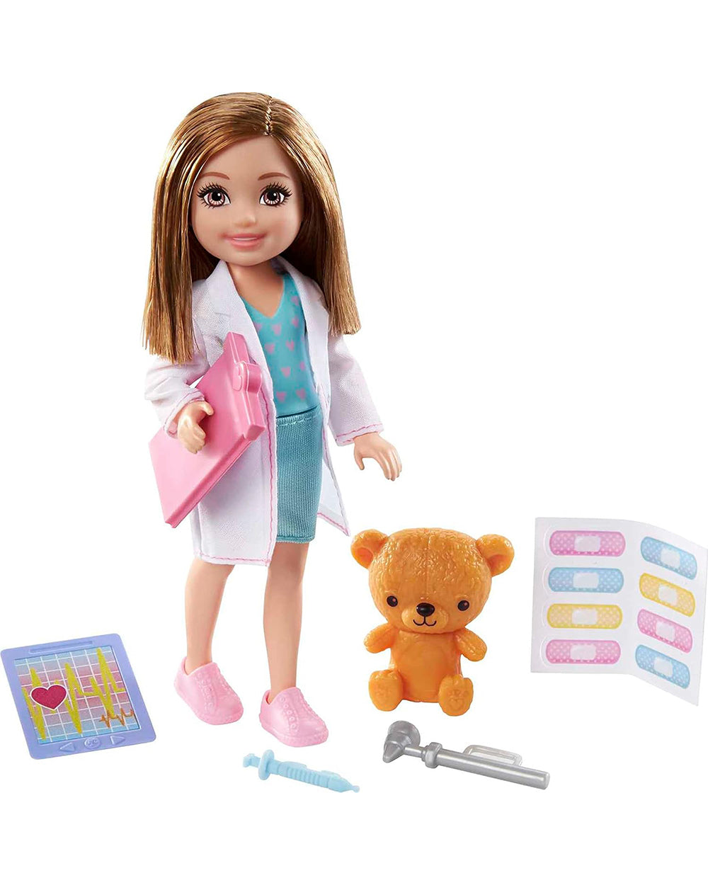 Barbie Brunette Chelsea Doll Doctor Playset-Promotes Role Play-Doll Doll Houses-12M+
