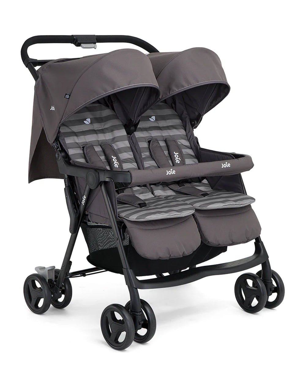 Joie Aire Twin Baby Stroller-Reversible Seat Liners-Automatic Fold Lock-Pram for to 3Y (Upto 15 Kg Each Seat)-Dark Pewter-Extra 10% Off