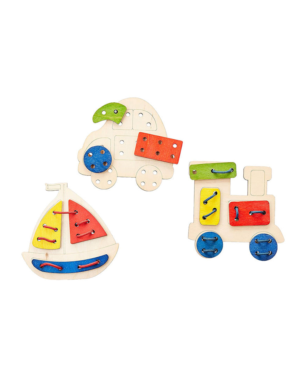 Funskool Eko Play Lacing Pattern Wooden Puzzle-3 Shapes Laces