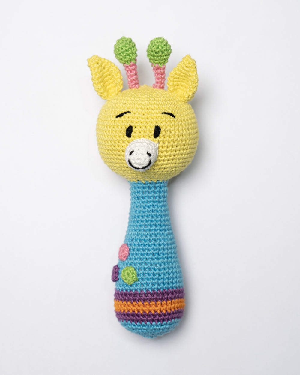 Happy Threads Rainbow Pals Giraffe Stick Crochet Rattle Toy