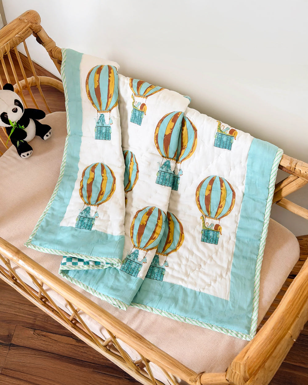 Kicks Crawl Fly High Quilted Thick Blanket-Cotton-White Blue-For Infants-Extra 5% Off