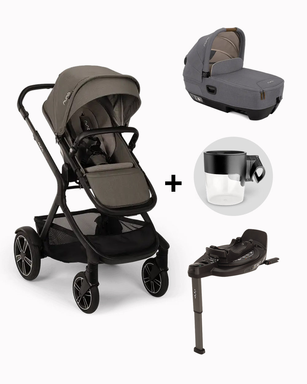 Nuna Demi Next Stroller, Cari Next Carry Cot Base Curv Travel System-Stroller: (Reversible Seat, Upto 22 Kg)-Carry Cot: (Doubling As Car Seat