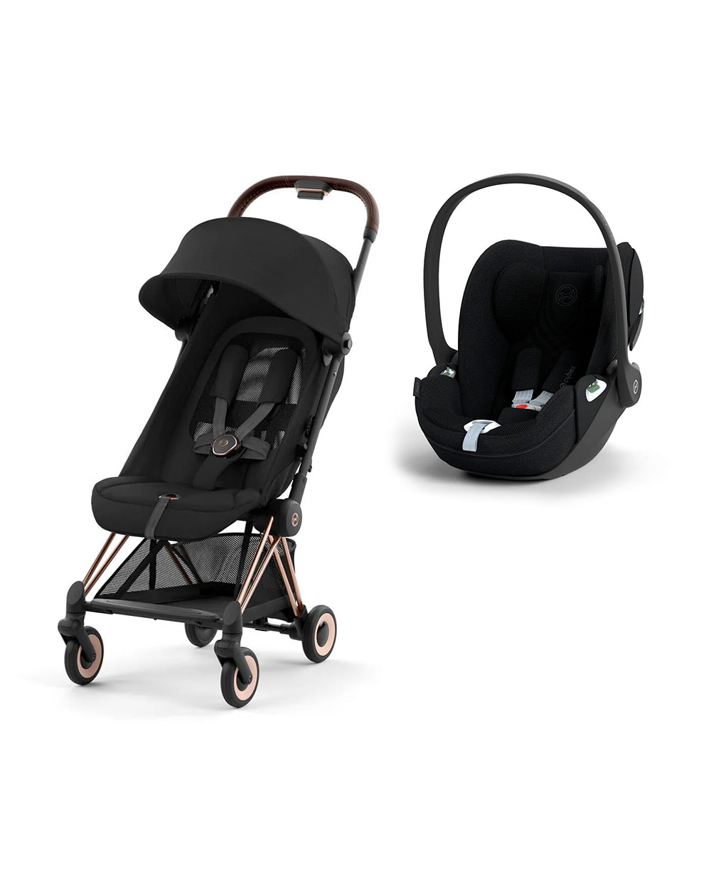 Cybex Coya Cloud T i-Size Plus Travel System-Rose Gold Frame Sepia Black