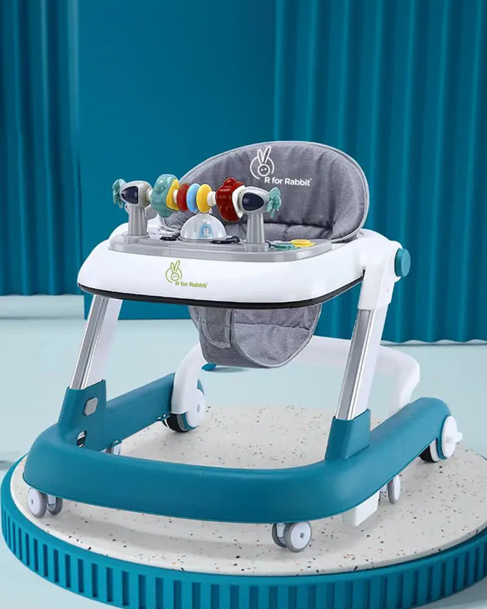 R for Rabbit Little Feet Baby Walker-2 Level Height Adjustment-Converts to Push Walker-6M to 18M (Upto 15Kg)-Blue