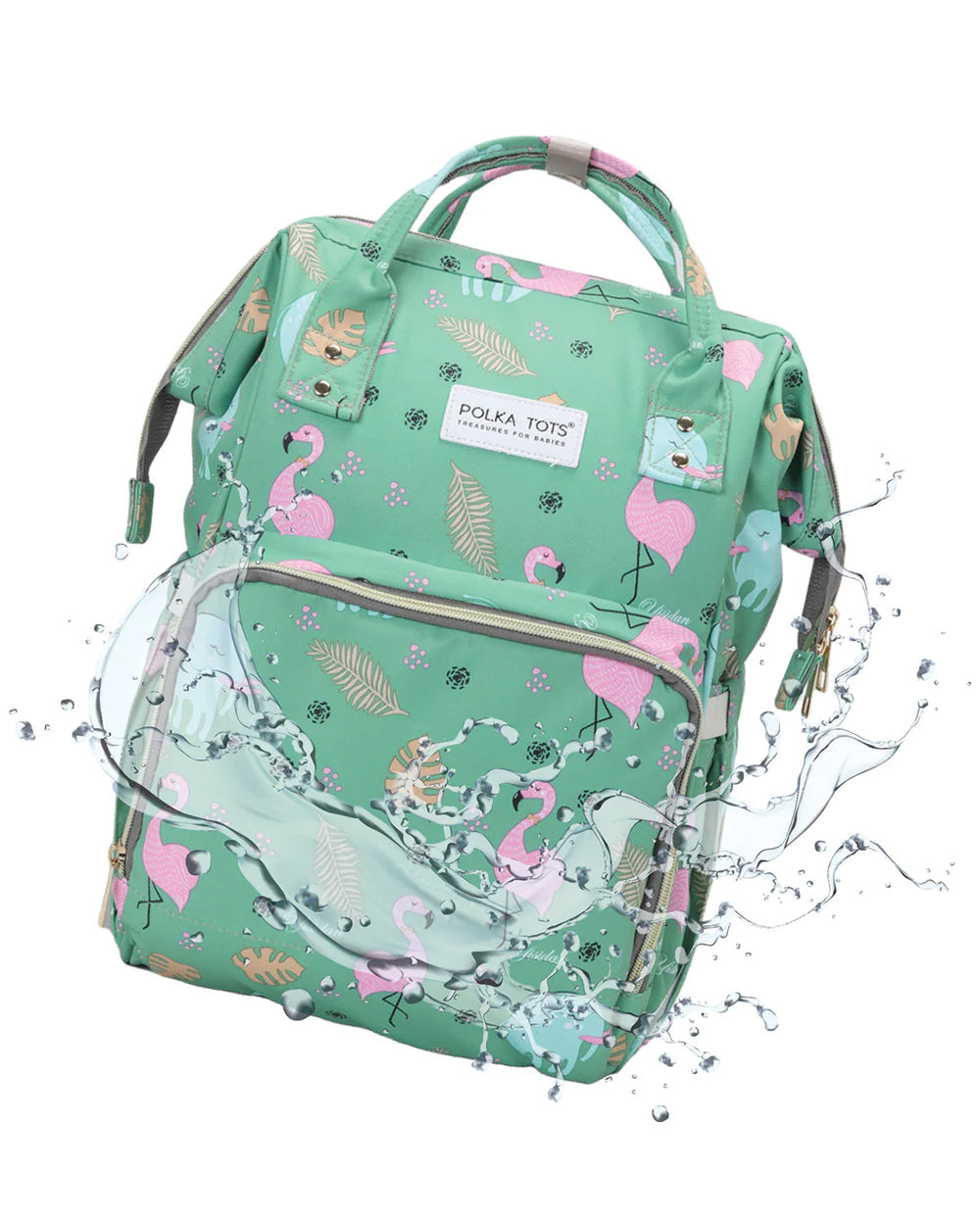 Polka Tots Multi-functional Diaper Bag-Backpack-With Stroller Hooks-Flamingo-Extra 5% Off