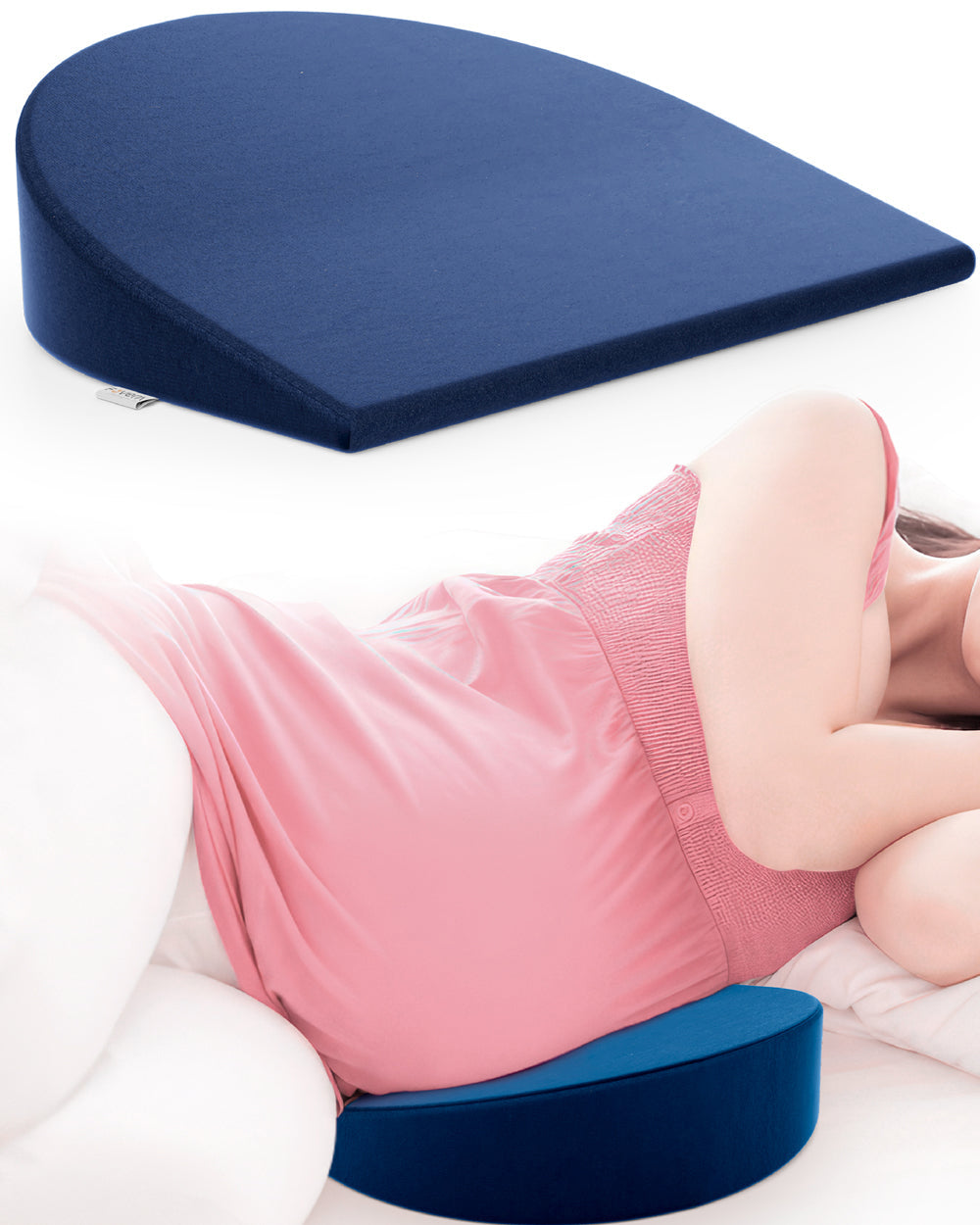 Fovera Wedge Shaped Pregnancy Pillow-Navy Blue-Memory Foam