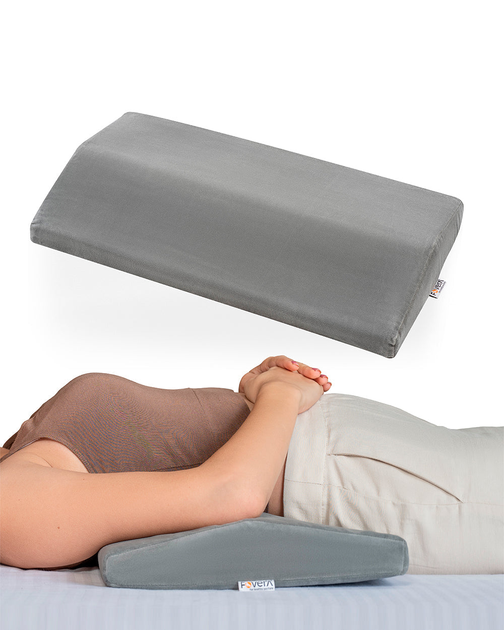 Fovera Lumber Pregnancy Pillow-Grey-Memory Foam-Back Pain, Nerve Pain, Hip Pain Relief-For Maternity-Extra 5% Off
