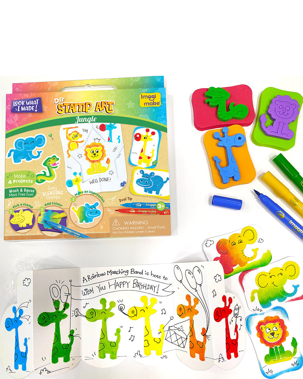 Imagimake DIY Jungle Stamp Art-Wash Reuse-Art Craft Kit-36M+-