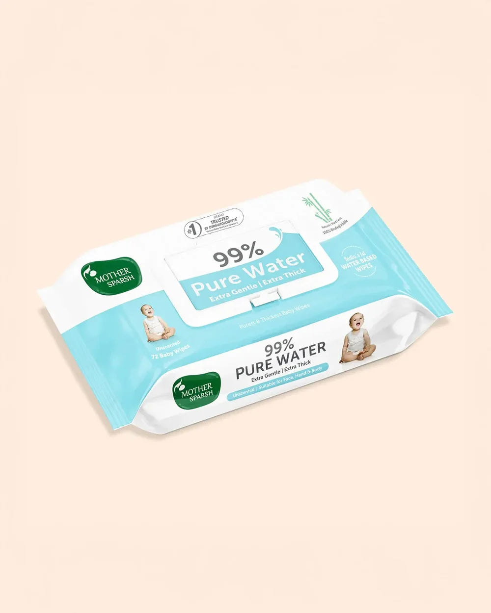 Mother Sparsh 99% Pure Water Unscented Baby Wet Wipes-With
