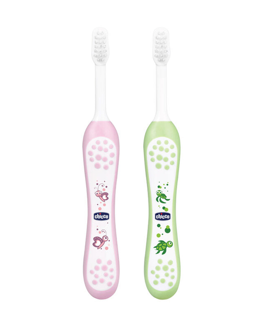 Chicco Baby Toothbrush Set-6 to 36 Months-Pink Green-Pack of 2-Extra 5% Off