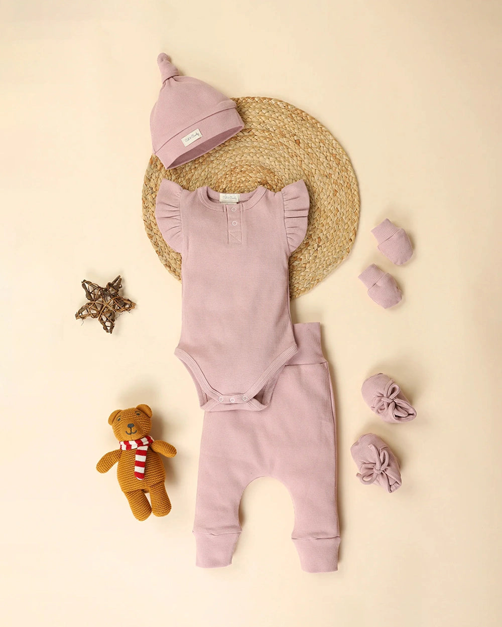 Cot Candy Baby Blush Pink Sleeveless Bodysuit New Born Gift Set-Pack Of 5-Gift For Baby Shower Baby Birthday-Extra 5% Off