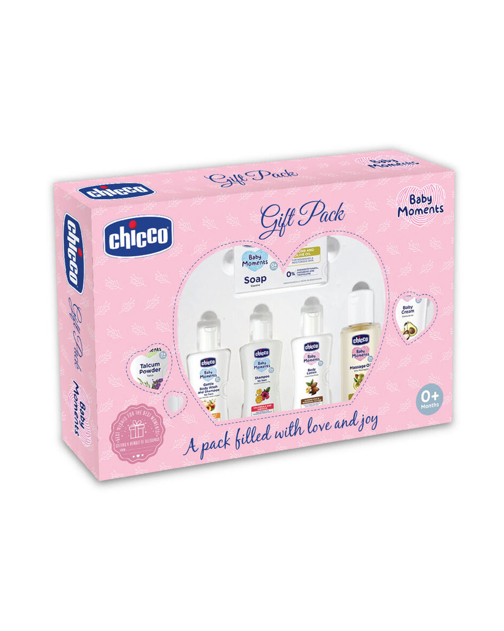 Chicco Baby Caring Pink New Born Gift Set-Pack Of 7-Gift For Baby