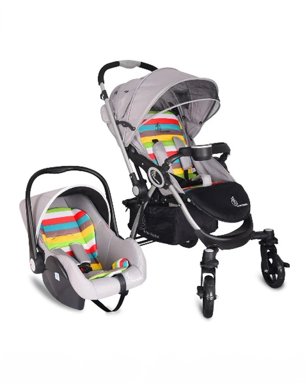 R for Rabbit Chocolate Ride Travel System Baby Stroller with Car Seat-Reversible Handle-Pram for to 3Y (Upto 20 Kg)-Rainbow