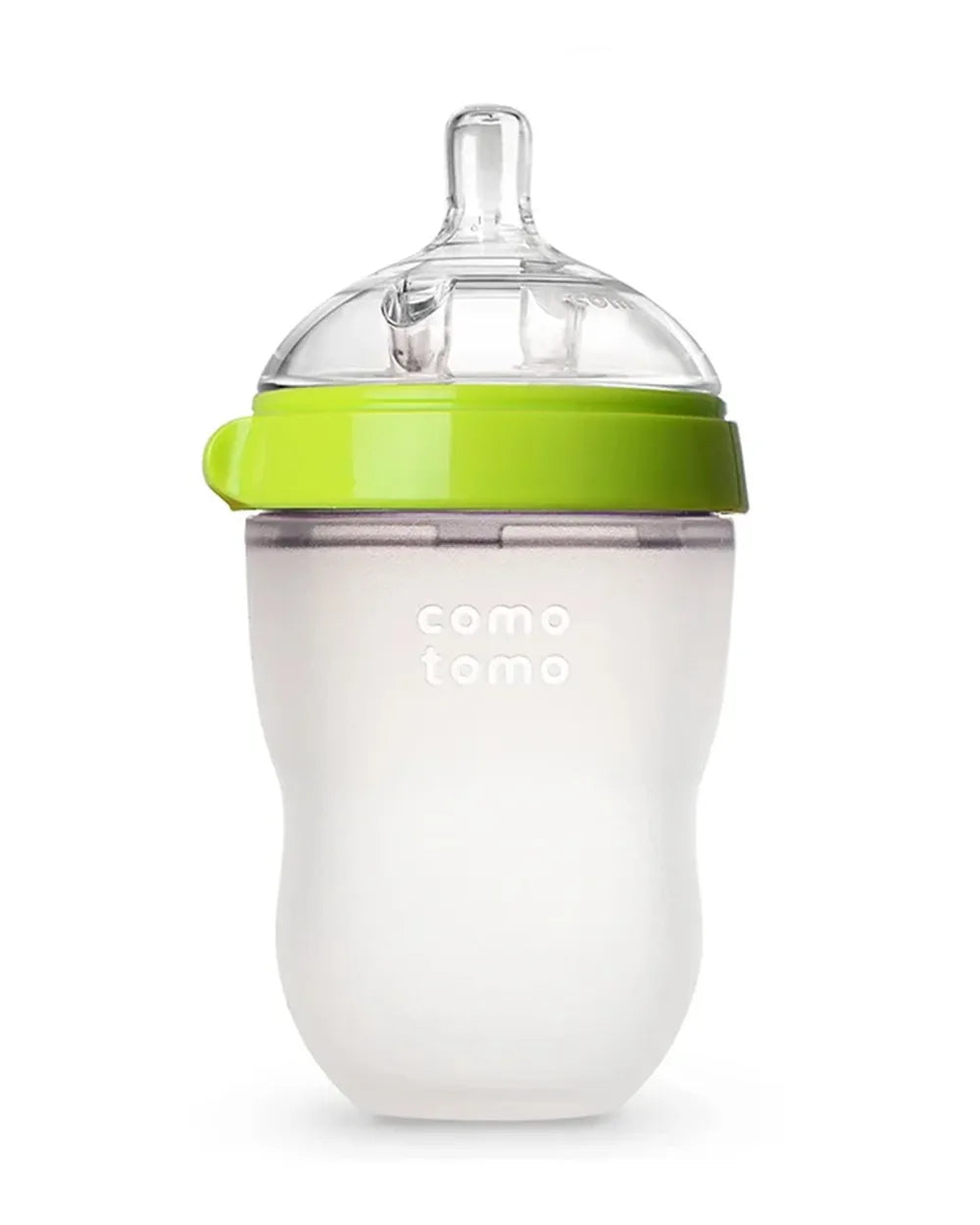 Comotomo Wide Neck Silicone Feeding Bottle-Global Award Winner-With Medium Flow Nipple-3 to 6M-Dual Anti Colic Vent-250 ml-Green-Extra 5% Off