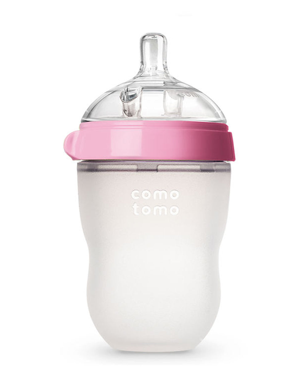 Comotomo Wide Neck Silicone Feeding Bottle-Global Award Winner-With Medium Flow Nipple-3 to 6M-Dual Anti Colic Vent-250 ml-Pink-Extra 5% Off