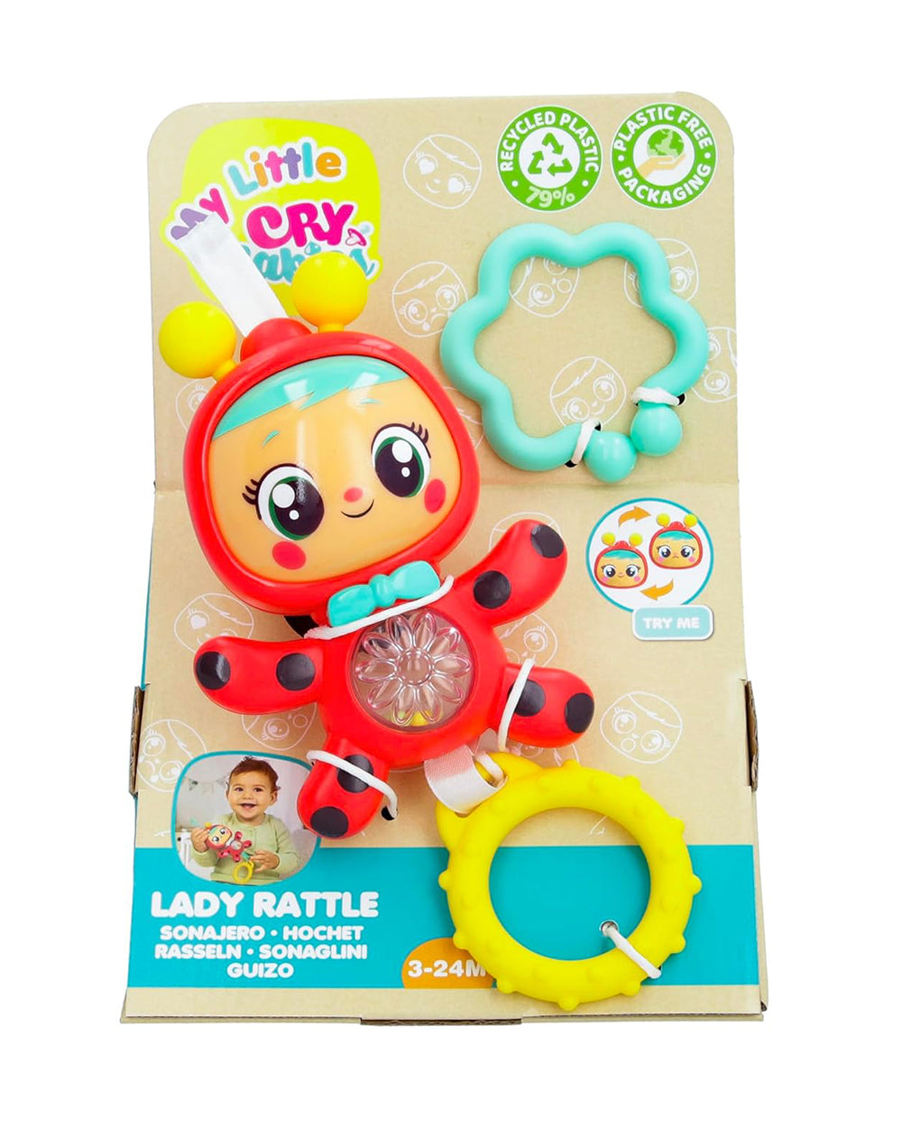IMC Cry Babies My Little Lady's Rattle Toy-Interactive Sounds Lights-Promotes Auditory Visual Stimulation-For Infants