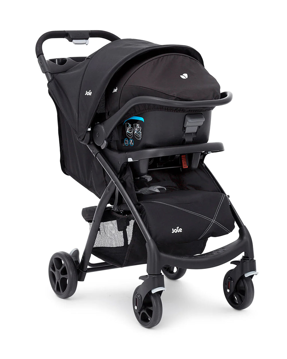 Joie Muze LX Travel System Baby Stroller with Car Seat-Auto Gravity Fold-Pram for to 3Y (Upto 15Kg)-Coal-Extra 10% Off