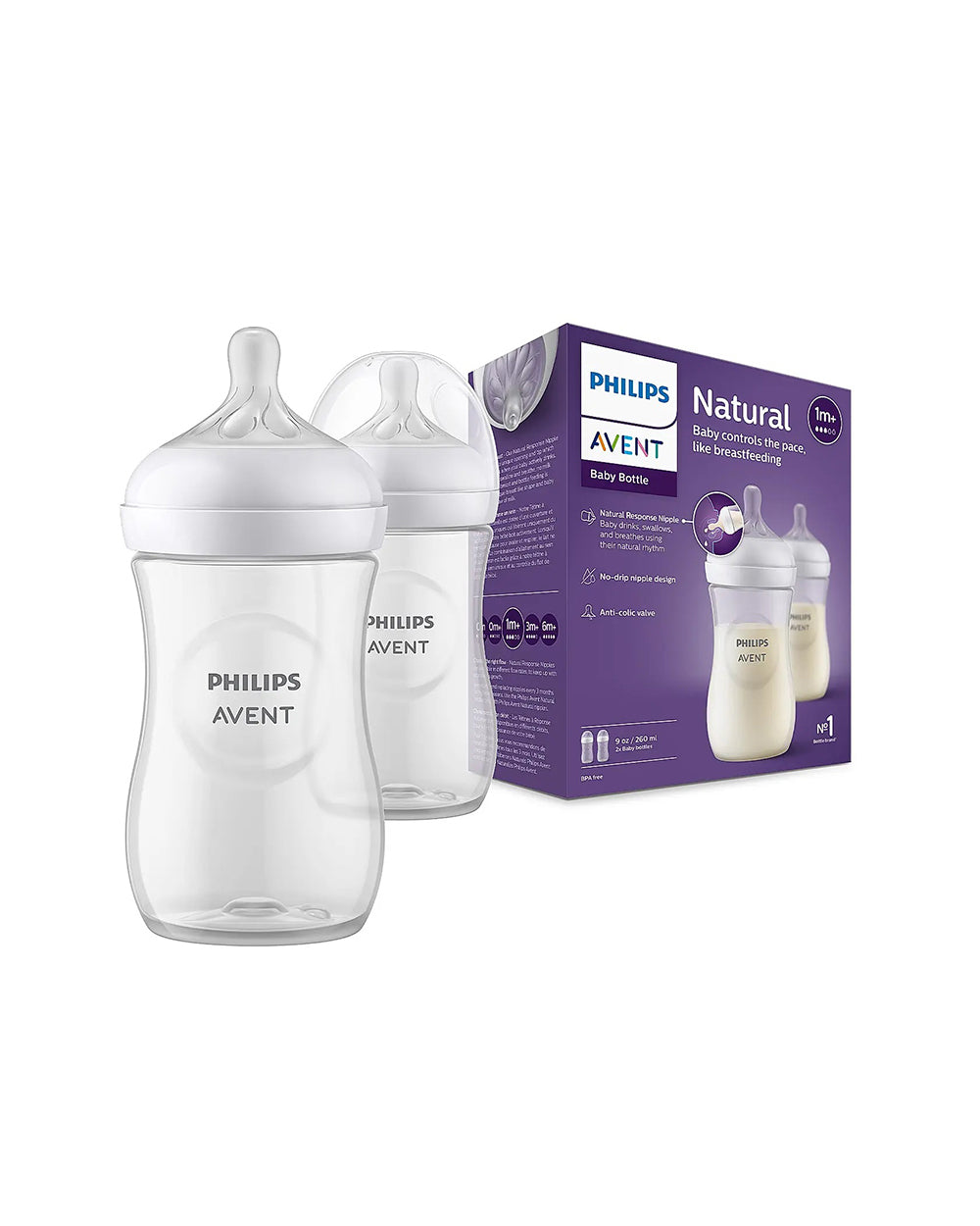 Pink Philips Baby Feeding Bottle Philips Avent Natural 2-Piece