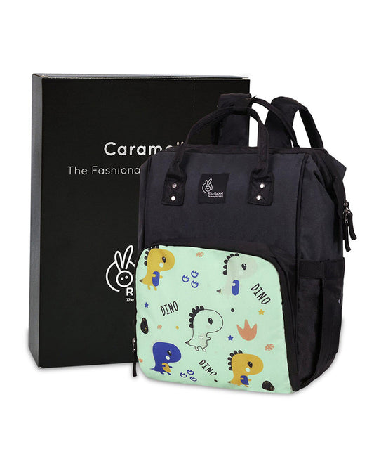 R For Rabbit Caramello Dino Diaper Bag-Backpack-With 11 Pockets-Sea Green