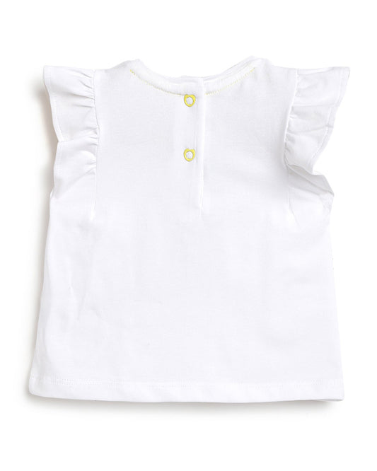 Chicco White and Yellow Tshirt and Shorts-Printed-Cotton-For Infants-Extra 5% Off