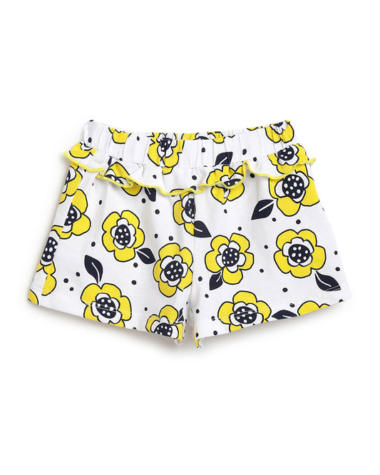 Chicco White and Yellow Tshirt and Shorts-Printed-Cotton-For Infants-Extra 5% Off