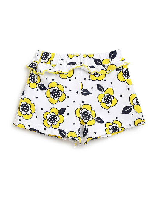 Chicco White and Yellow Tshirt and Shorts-Printed-Cotton-For Infants-Extra 5% Off
