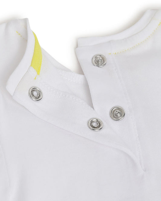 Chicco White and Yellow Tshirt and Shorts-Printed-Cotton-For Infants-Extra 5% Off