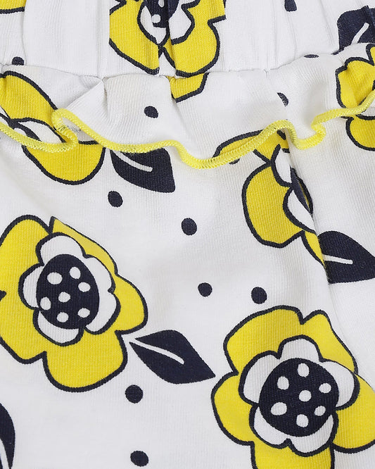 Chicco White and Yellow Tshirt and Shorts-Printed-Cotton-For Infants-Extra 5% Off