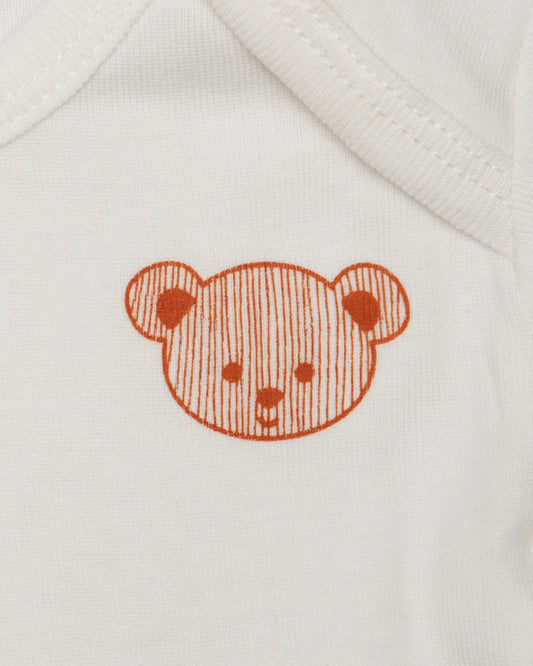 Cotton Bug White & Pink Bodysuit-Teddy-Organic Cotton-Full Sleeves-Pack of 3-For Infants