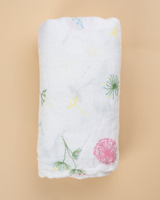Hopop Cactus Baby Swaddle-100% Organic Cotton Muslin-White-For Infants