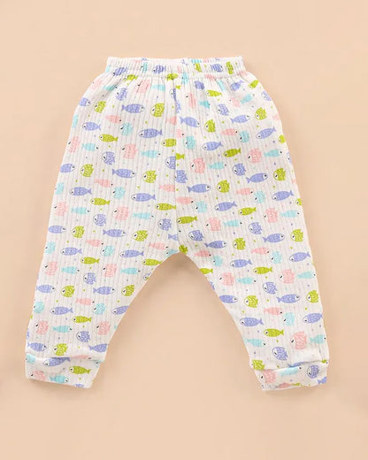 Bodycare White & Multicolor Thermal Pajamas-Printed-Cotton-Pack Of 3-For Infants