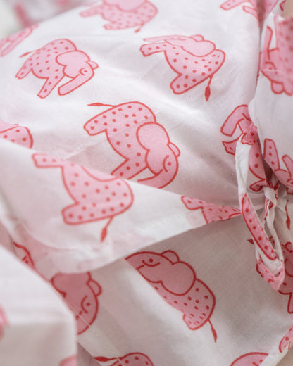 The Almirah Pink Kimono Set-Haathi March-Organic Cotton-For Infants