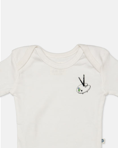 Cotton Bug White Bodysuit-Art Splash-Organic Cotton-Full Sleeves-Pack of 3-For Infants