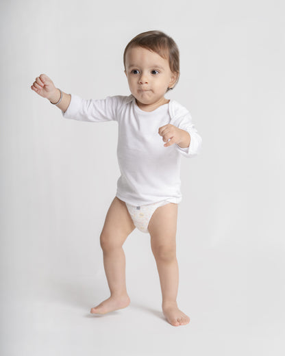 Twingle Snow White Envelope Neck Long Sleeves Vest-Solid-100% Organic Cotton-Pack of 3-For Infants