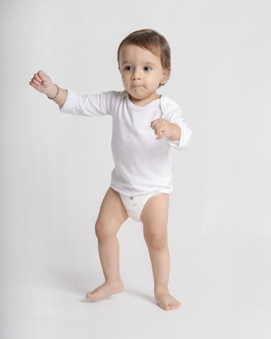 Twingle Snow White Envelope Neck Long Sleeves Vest-Solid-100% Organic Cotton-Pack of 3-For Infants