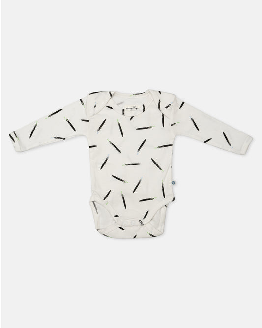 Cotton Bug White Bodysuit-Art Splash-Organic Cotton-Full Sleeves-Pack of 3-For Infants