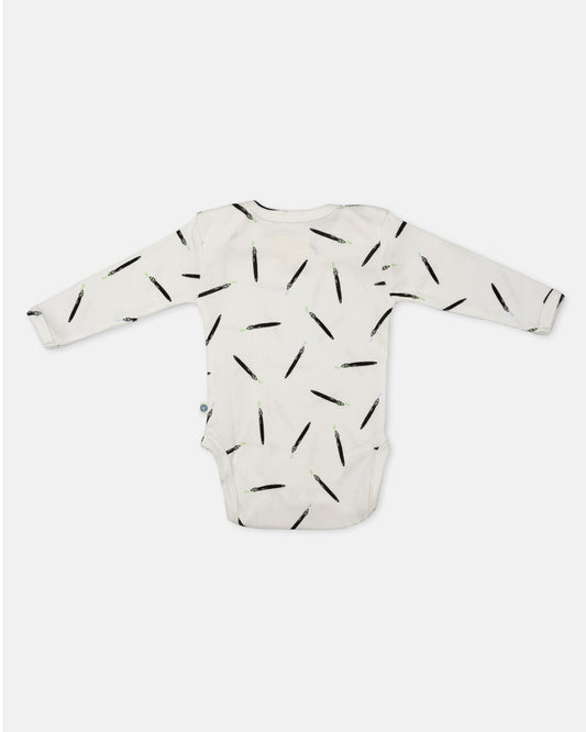 Cotton Bug White Bodysuit-Art Splash-Organic Cotton-Full Sleeves-Pack of 3-For Infants