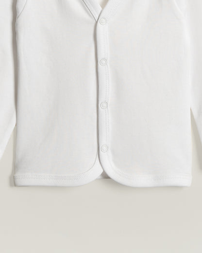 Twingle 100% Organic Cotton Jhabla Vest-Front Snaps for Easy Dressing-No Itchy Neck Tags-Long Sleeves-Solid-White-Pack of 3-For Infants