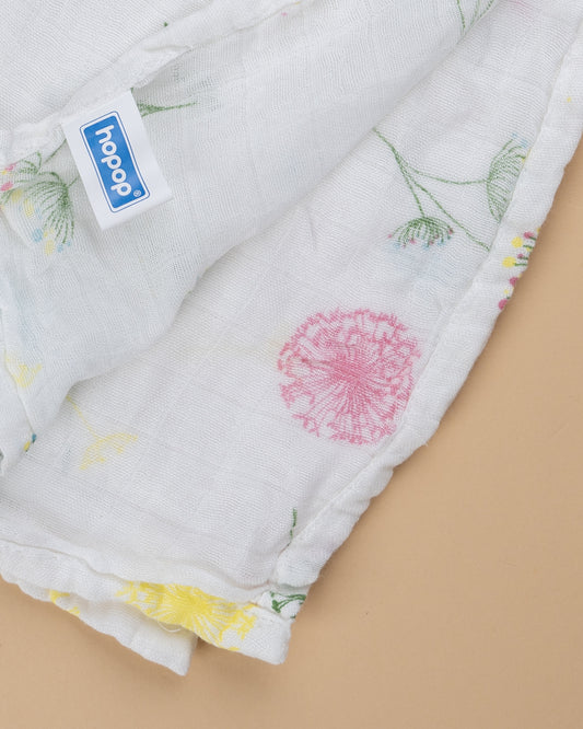 Hopop Cactus Baby Swaddle-100% Organic Cotton Muslin-White-For Infants