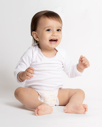 Twingle Snow White Envelope Neck Long Sleeves Vest-Solid-100% Organic Cotton-Pack of 3-For Infants