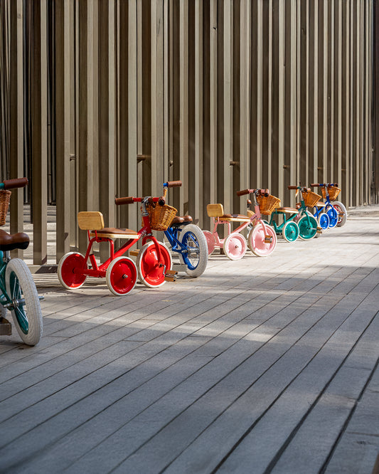 Todds Trike-ISO 8124 Certified-Detachable & Height Adjustable Parent Handlebar-With Birchwood Pedals & Vegan Leather Padded Seat-For 18M+-Popsicle Pink