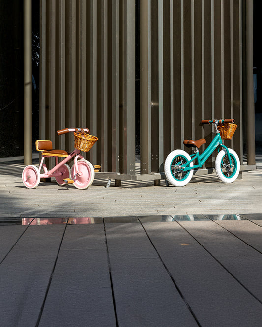 Todds Trike-ISO 8124 Certified-Detachable & Height Adjustable Parent Handlebar-With Birchwood Pedals & Vegan Leather Padded Seat-For 18M+-Popsicle Pink