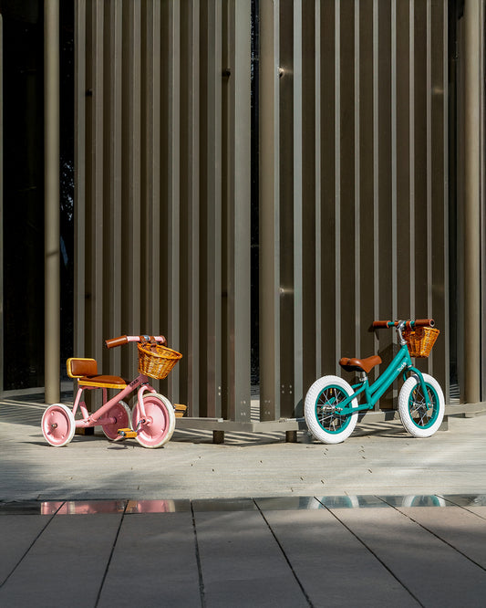 Todds Trike-ISO 8124 Certified-Detachable & Height Adjustable Parent Handlebar-With Birchwood Pedals & Vegan Leather Padded Seat-For 18M+-Popsicle Pink