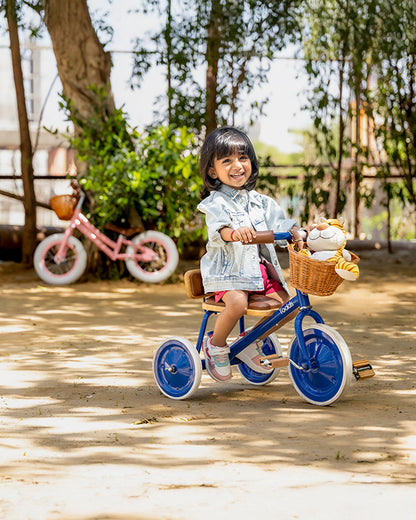 Todds Trike-ISO 8124 Certified-Detachable & Height Adjustable Parent Handlebar-With Birchwood Pedals & Vegan Leather Padded Seat-For 18M+-Popsicle Pink