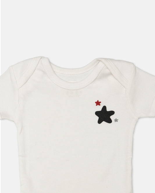 Cotton Bug Multicolor Bodysuit-Star-Organic Cotton-Half Sleeves-Pack of 3-For Infants