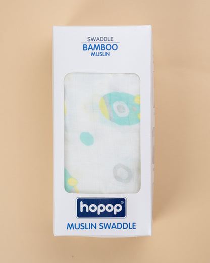 Hopop Space Baby Swaddle-100% Organic Muslin Cotton-White-For Infants